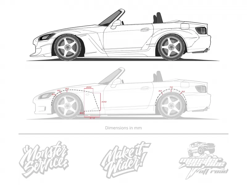 Instruction for cutting fenders Honda S2000