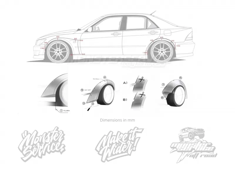 Instruction for cutting fenders Lexus IS 99-05